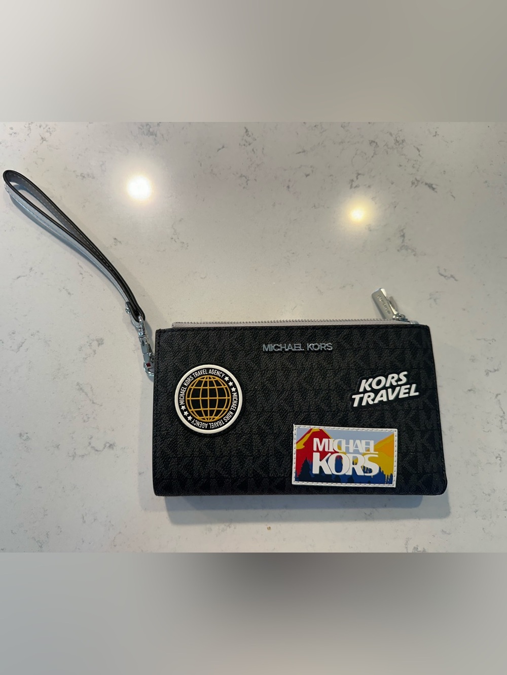 Michael Kors Black Travel Patch Wristlet Wallet